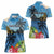 Saint Lucia Pitons Women Polo Shirt With Hibiscus Flowers - Wonder Print Shop