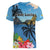 Saint Lucia Pitons Women V-Neck T-Shirt With Hibiscus Flowers - Wonder Print Shop