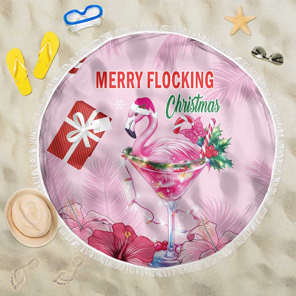 Bahamas Flamingo Christmas Beach Blanket Merry Flocking - Wonder Print Shop