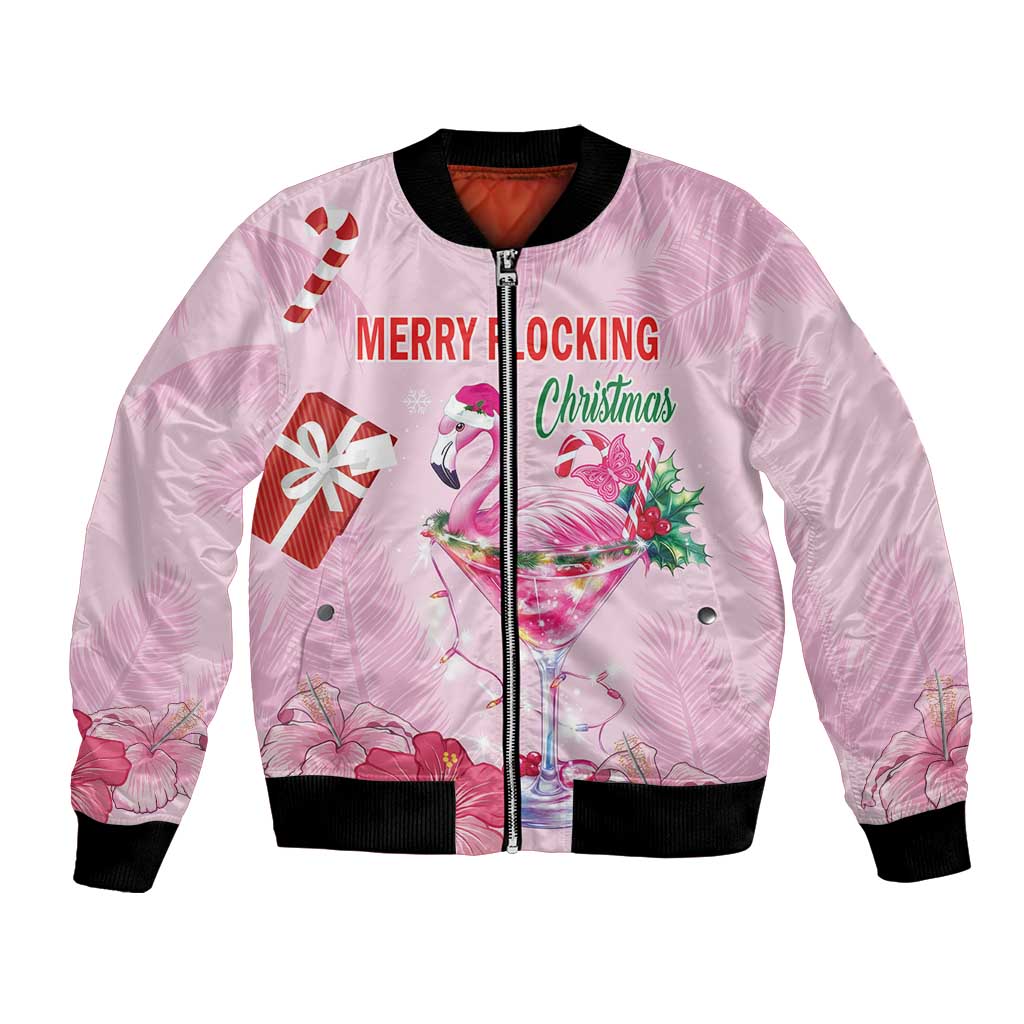 Bahamas Flamingo Christmas Bomber Jacket Merry Flocking - Wonder Print Shop