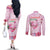 Bahamas Flamingo Christmas Couples Matching Off The Shoulder Long Sleeve Dress and Long Sleeve Button Shirt Merry Flocking