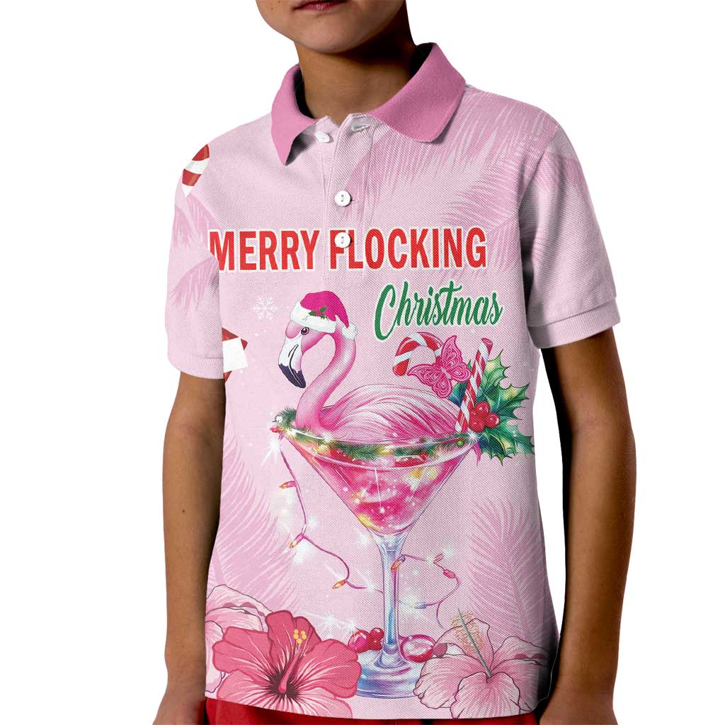 Bahamas Flamingo Christmas Kid Polo Shirt Merry Flocking - Wonder Print Shop