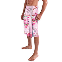 Pink flamingo Christmas print shorts with elastic waistband