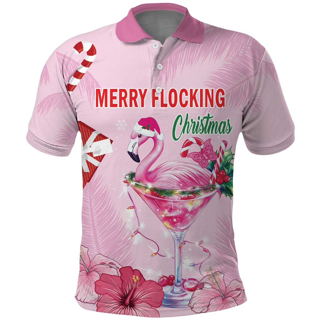 Bahamas Flamingo Christmas Polo Shirt Merry Flocking