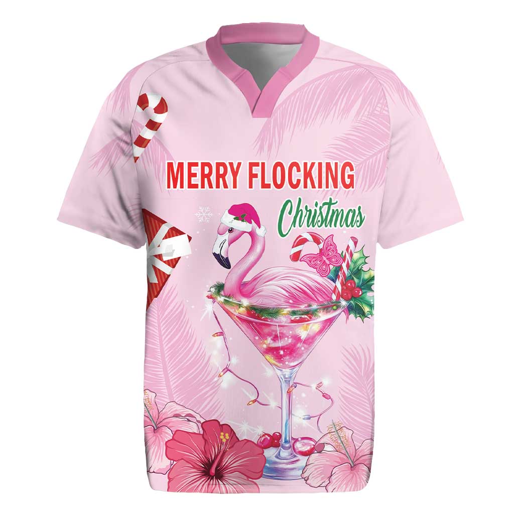 Bahamas Flamingo Christmas Rugby Jersey Merry Flocking - Wonder Print Shop