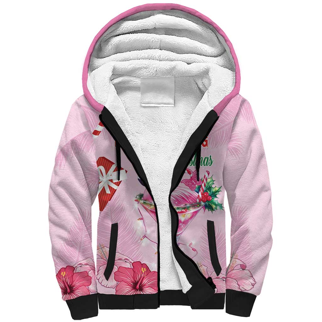 Bahamas Flamingo Christmas Sherpa Hoodie Merry Flocking - Wonder Print Shop