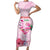 Bahamas Flamingo Christmas Short Sleeve Bodycon Dress Merry Flocking - Wonder Print Shop