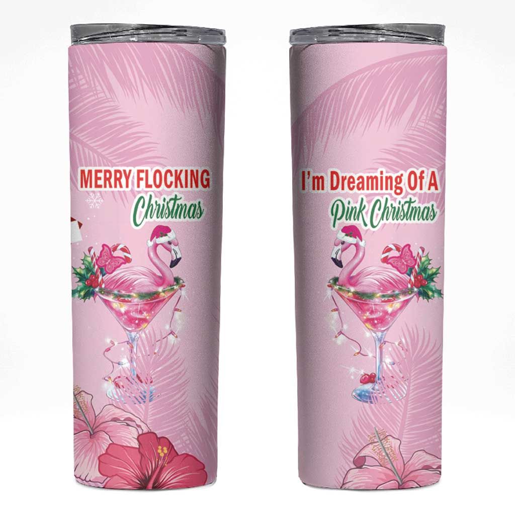 Bahamas Flamingo Christmas Skinny Tumbler Merry Flocking - Wonder Print Shop