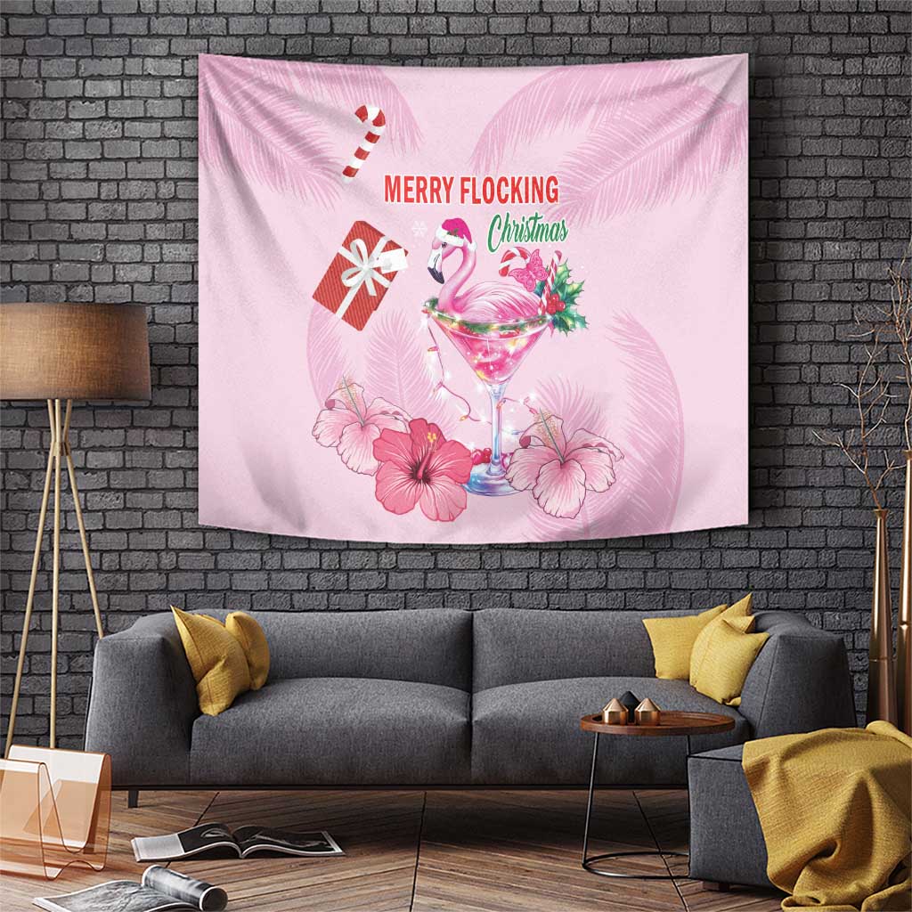 Bahamas Flamingo Christmas Tapestry Merry Flocking