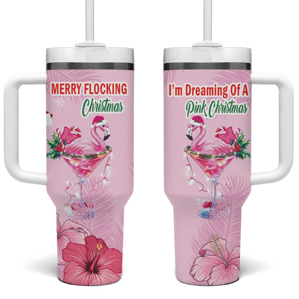 Bahamas Flamingo Christmas Tumbler With Handle Merry Flocking - Wonder Print Shop