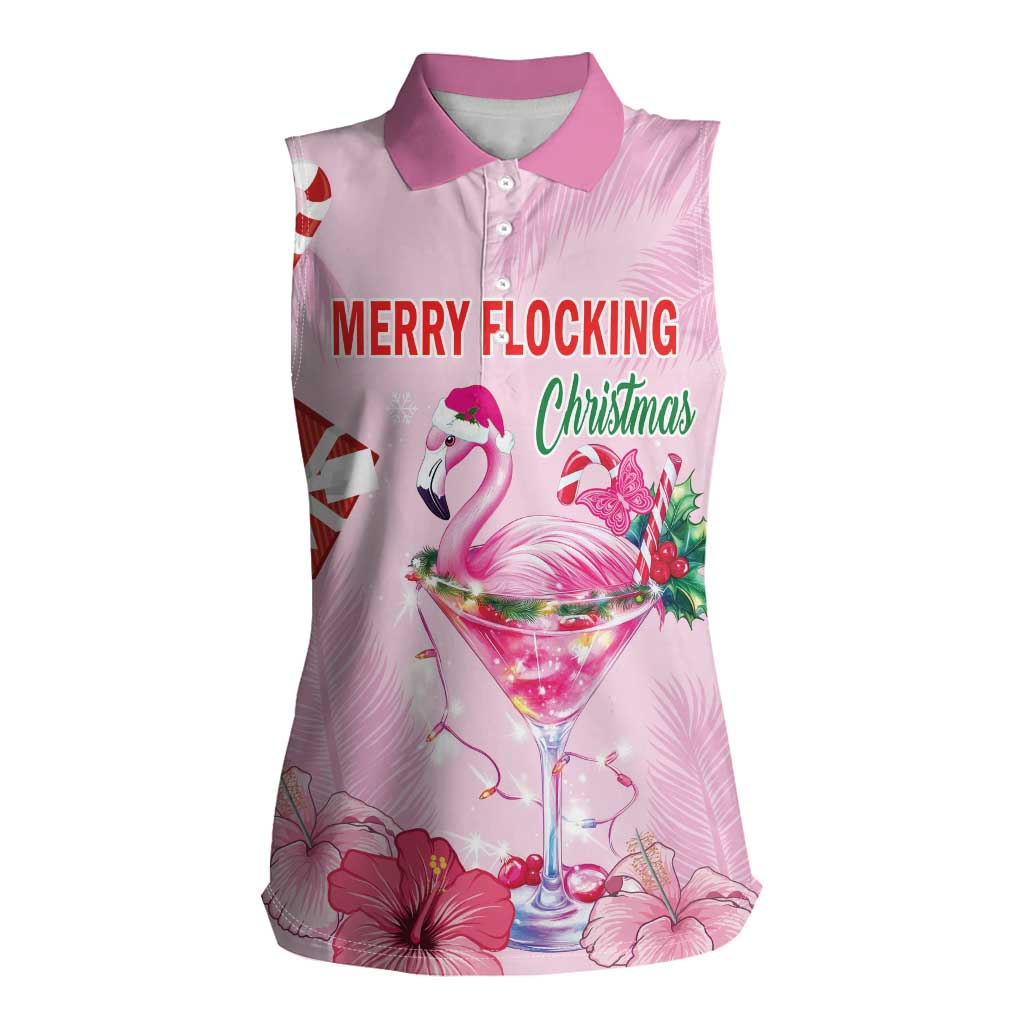 Bahamas Flamingo Christmas Women Sleeveless Polo Shirt Merry Flocking - Wonder Print Shop