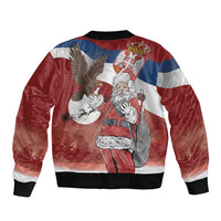 Serbia Santa Christmas Bomber Jacket Christmas Serbian Eagle Flag Style - Wonder Print Shop