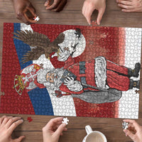 Serbia Santa Christmas Puzzle Christmas Serbian Eagle Flag Style - Wonder Print Shop