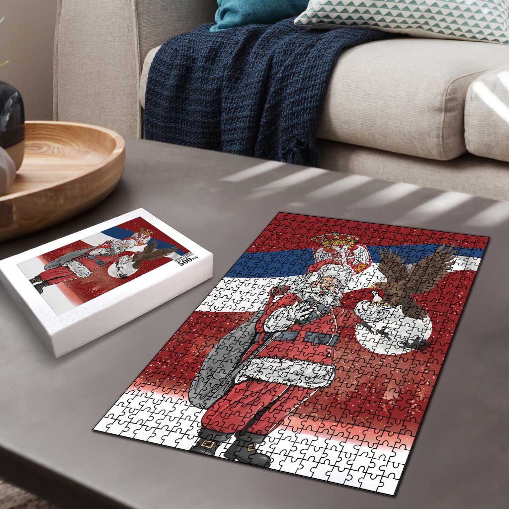Serbia Santa Christmas Puzzle Christmas Serbian Eagle Flag Style - Wonder Print Shop
