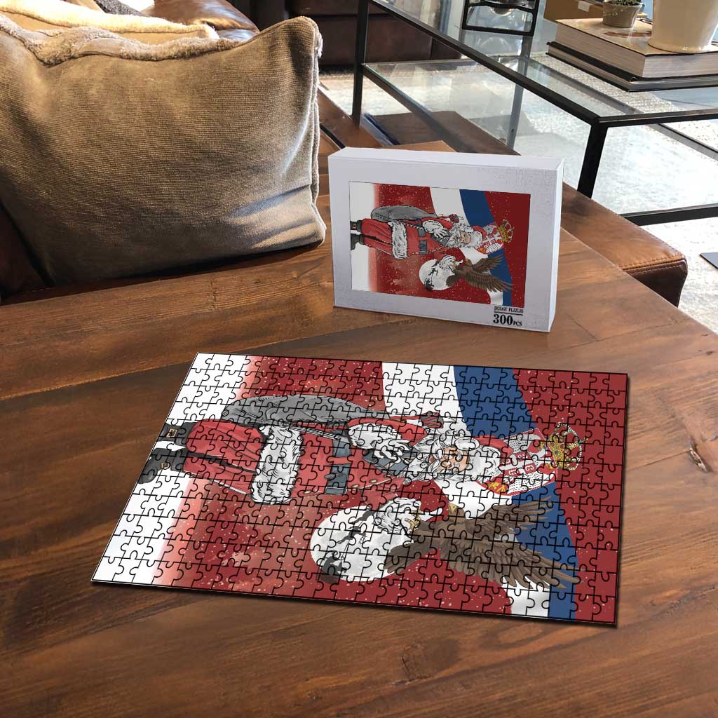 Serbia Santa Christmas Puzzle Christmas Serbian Eagle Flag Style - Wonder Print Shop