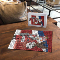 Serbia Santa Christmas Puzzle Christmas Serbian Eagle Flag Style - Wonder Print Shop