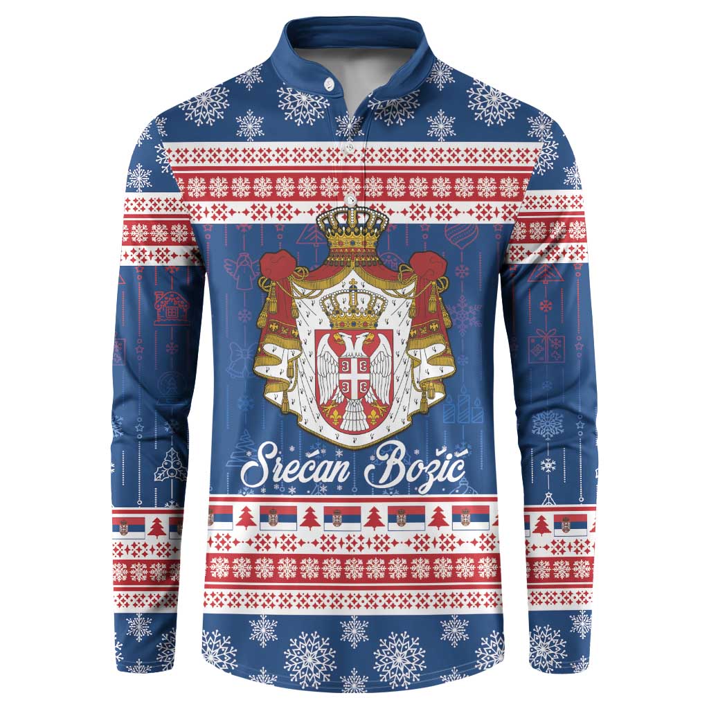 Serbia Christmas Button Sweatshirt Coat Of Arms Srecan Bozic - Wonder Print Shop