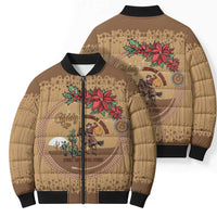 Cowboy Christmas Bomber Puffer Jacket Giddy Up Jingle Horse Brown Version - Wonder Print Shop