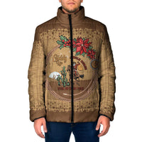 Cowboy Christmas Padded Jacket Giddy Up Jingle Horse Brown Version - Wonder Print Shop