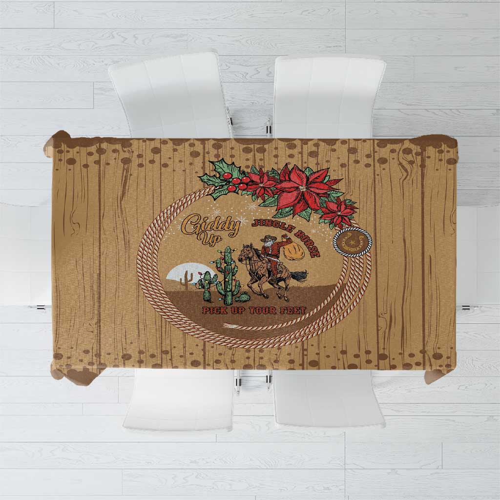 Cowboy Christmas Tablecloth Giddy Up Jingle Horse Brown Version - Wonder Print Shop