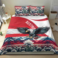 Austria eagle bedding set with two pillowcases, mountains, and flower artwork on duvet