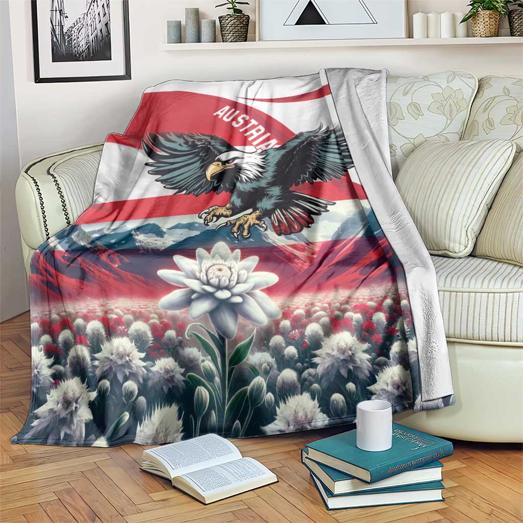 Austria Black Eagle Blanket Edelweiss with Austrian Flag