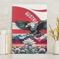 Austria canvas wall art with black eagle, red-white flag stripes, mountains and edelweiss