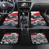 Set of 4 car floor mats with red Austrian flag, eagle, and edelweiss floral pattern