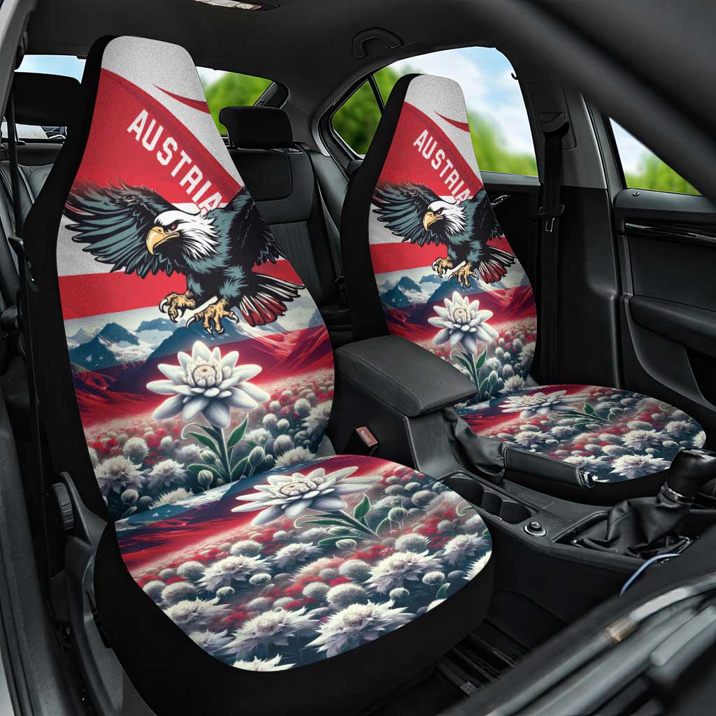 Austria Black Eagle Car Seat Cover Edelweiss with Austrian Flag