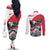 Austria Black Eagle Couples Matching Off The Shoulder Long Sleeve Dress and Long Sleeve Button Shirt Edelweiss with Austrian Flag