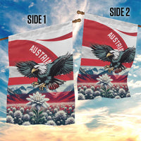 Set of 2 Austria flags showing black eagle, red-white waves, and edelweiss flower