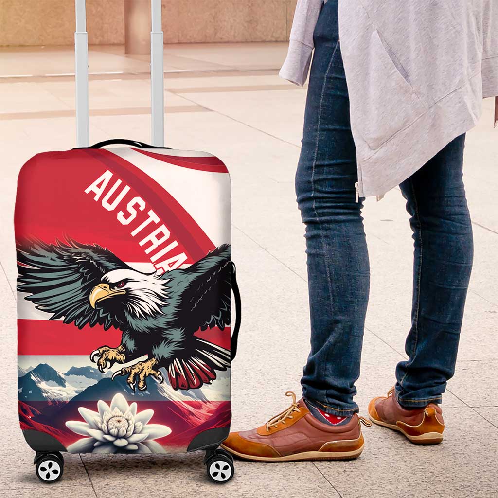 Austria Black Eagle Luggage Cover Edelweiss with Austrian Flag