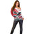 Austria Black Eagle Off Shoulder Sweater Edelweiss with Austrian Flag