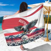 Austrian flag sarong with black eagle, mountain scene, and red wave stripe pattern