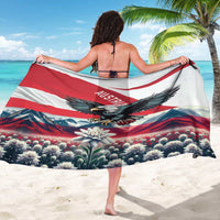 Austrian flag sarong with black eagle, red-white stripes, and floral Edelweiss print