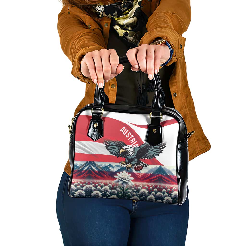 Austria Black Eagle Shoulder Handbag Edelweiss with Austrian Flag