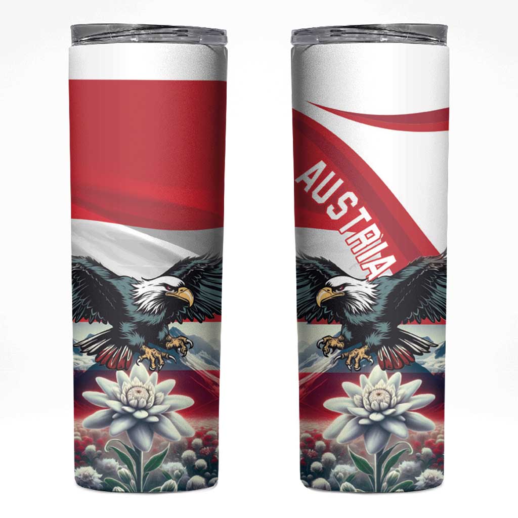 Austria Black Eagle Skinny Tumbler Edelweiss with Austrian Flag