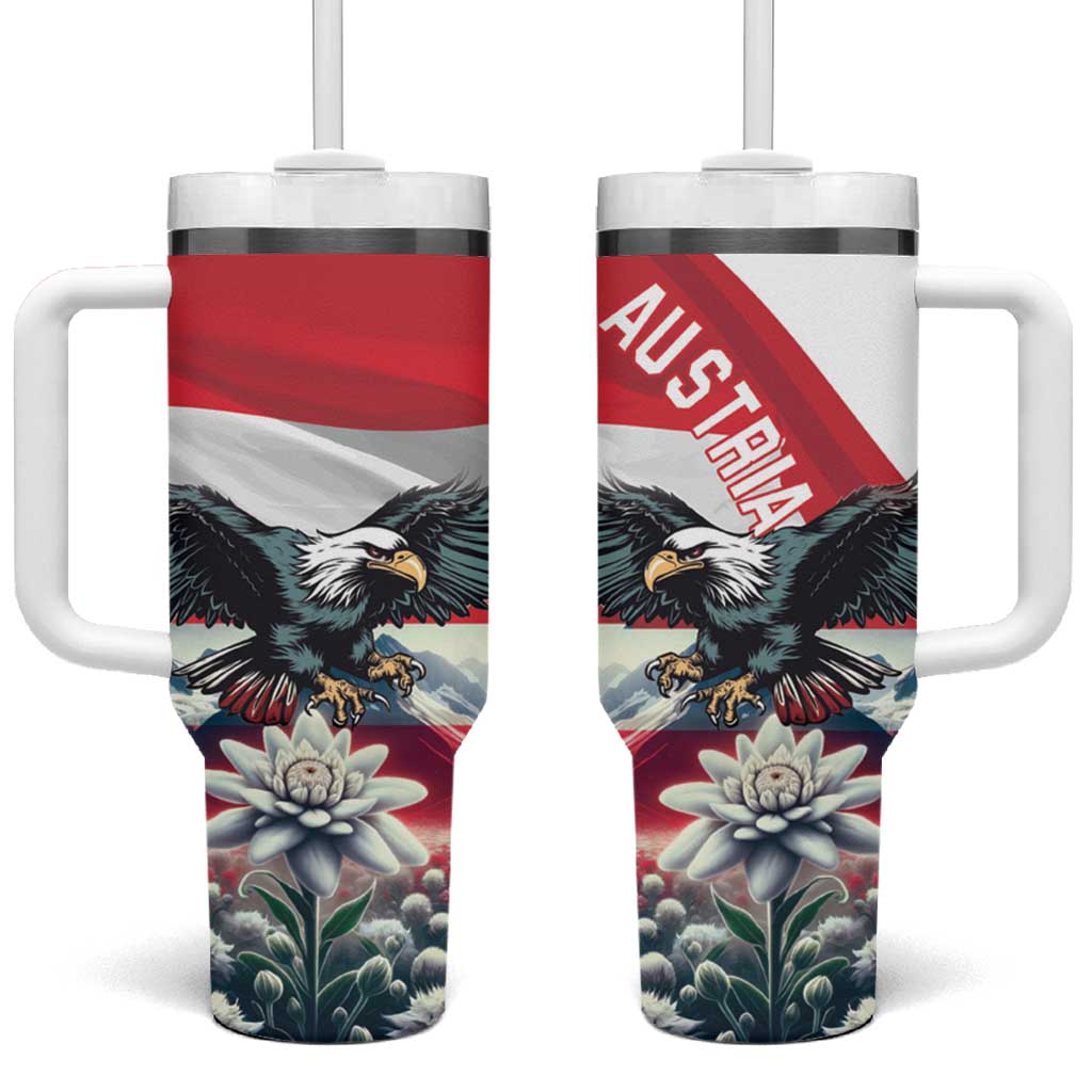 Austria Black Eagle Tumbler With Handle Edelweiss with Austrian Flag