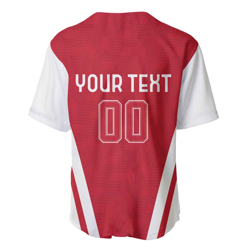 Red football baseball jersey back with 'YOUR TEXT 00' and white side stripes