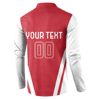 Red and white button football sweatshirt back with YOUR TEXT and number 00