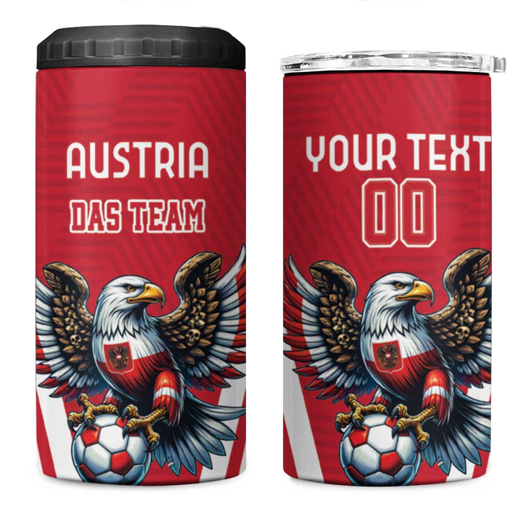 Custom Austria Football 4 in 1 Can Cooler Tumbler Das Team With Eagle Mascot