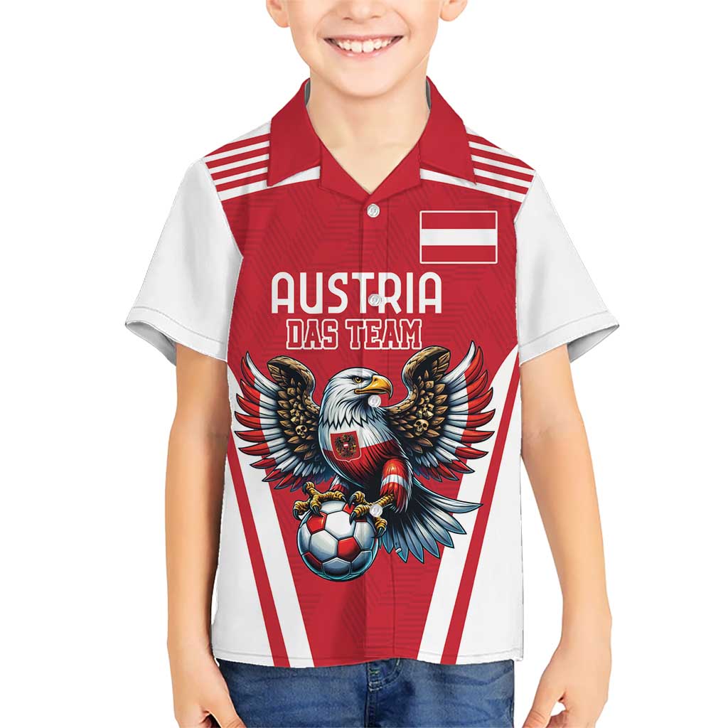 Custom Austria Football Kid Hawaiian Shirt Das Team With Eagle Mascot - Wonder Print Shop