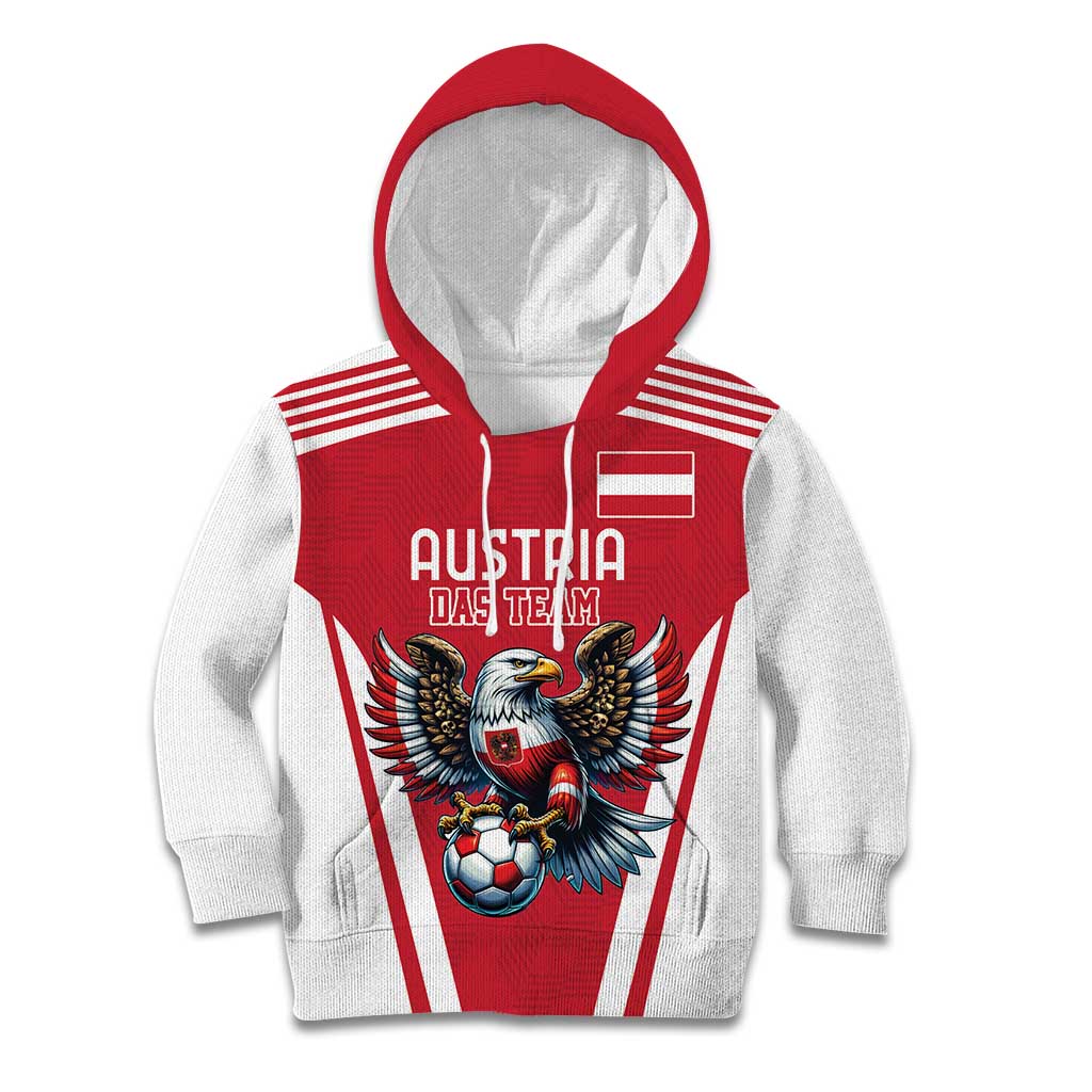 Custom Austria Football Kid Hoodie Das Team With Eagle Mascot - Wonder Print Shop