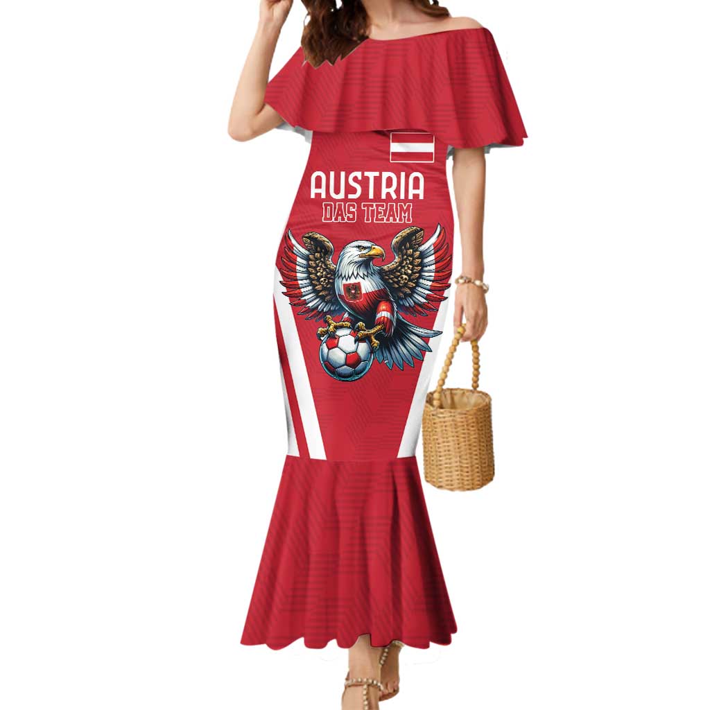 Custom Austria Football Mermaid Dress Das Team With Eagle Mascot - Wonder Print Shop