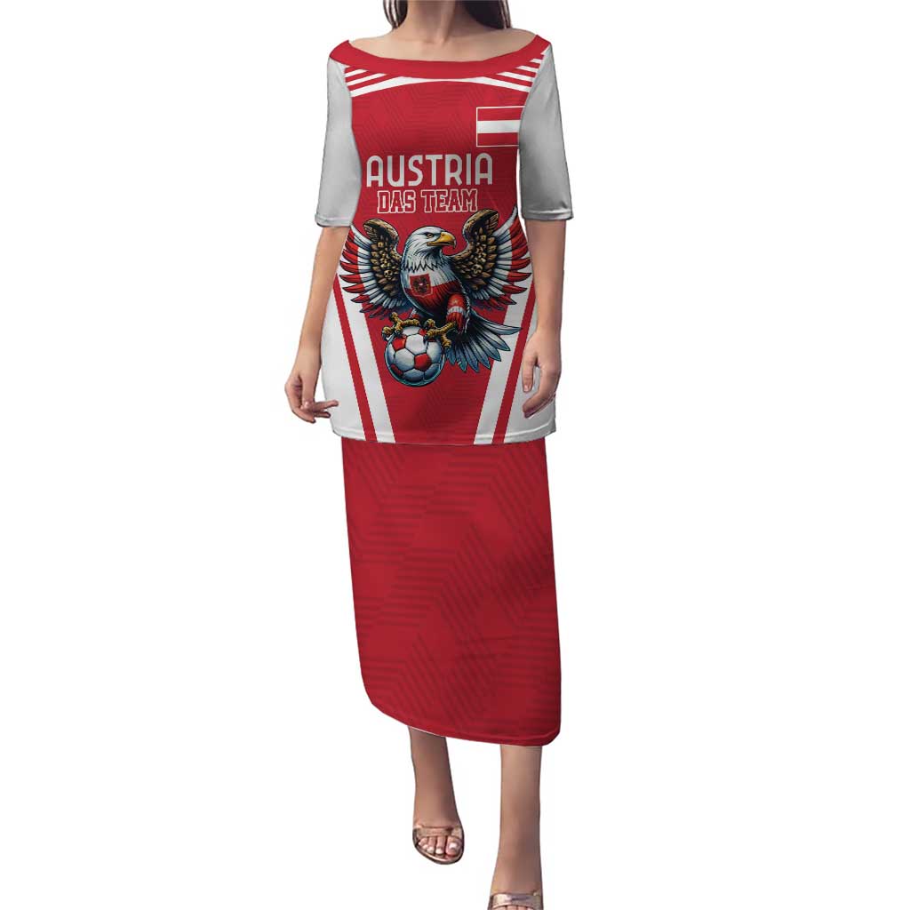 Red football long dress with white stripes and eagle mascot graphic on front