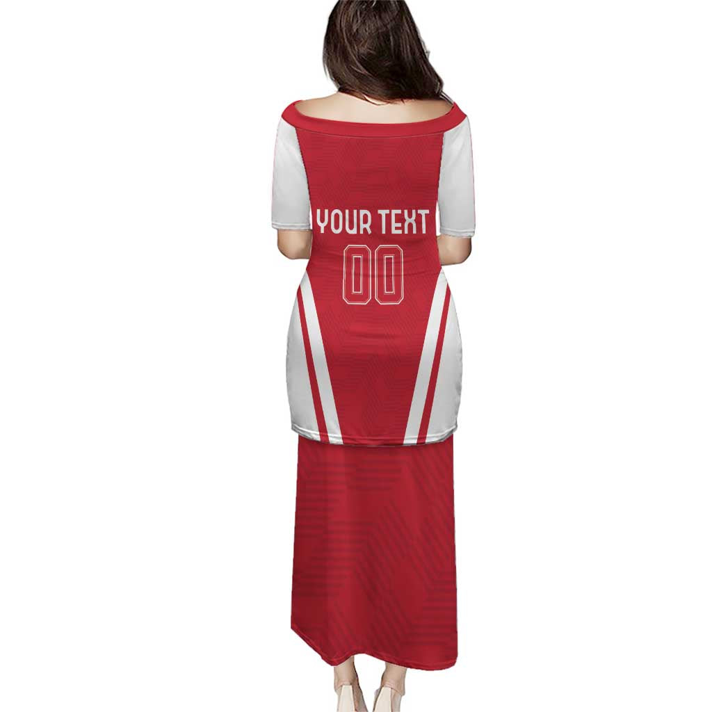 Red and white football long dress with back text area and number 00