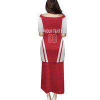 Red and white football long dress with back text area and number 00