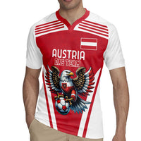 Red and white striped football rugby jersey with eagle mascot graphic on front