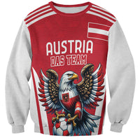 Red and gray unisex football sweatshirt with Austria team eagle graphic on front