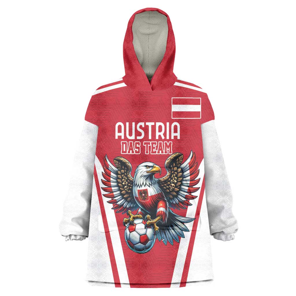 Custom Austria Football Wearable Blanket Hoodie Das Team With Eagle Mascot